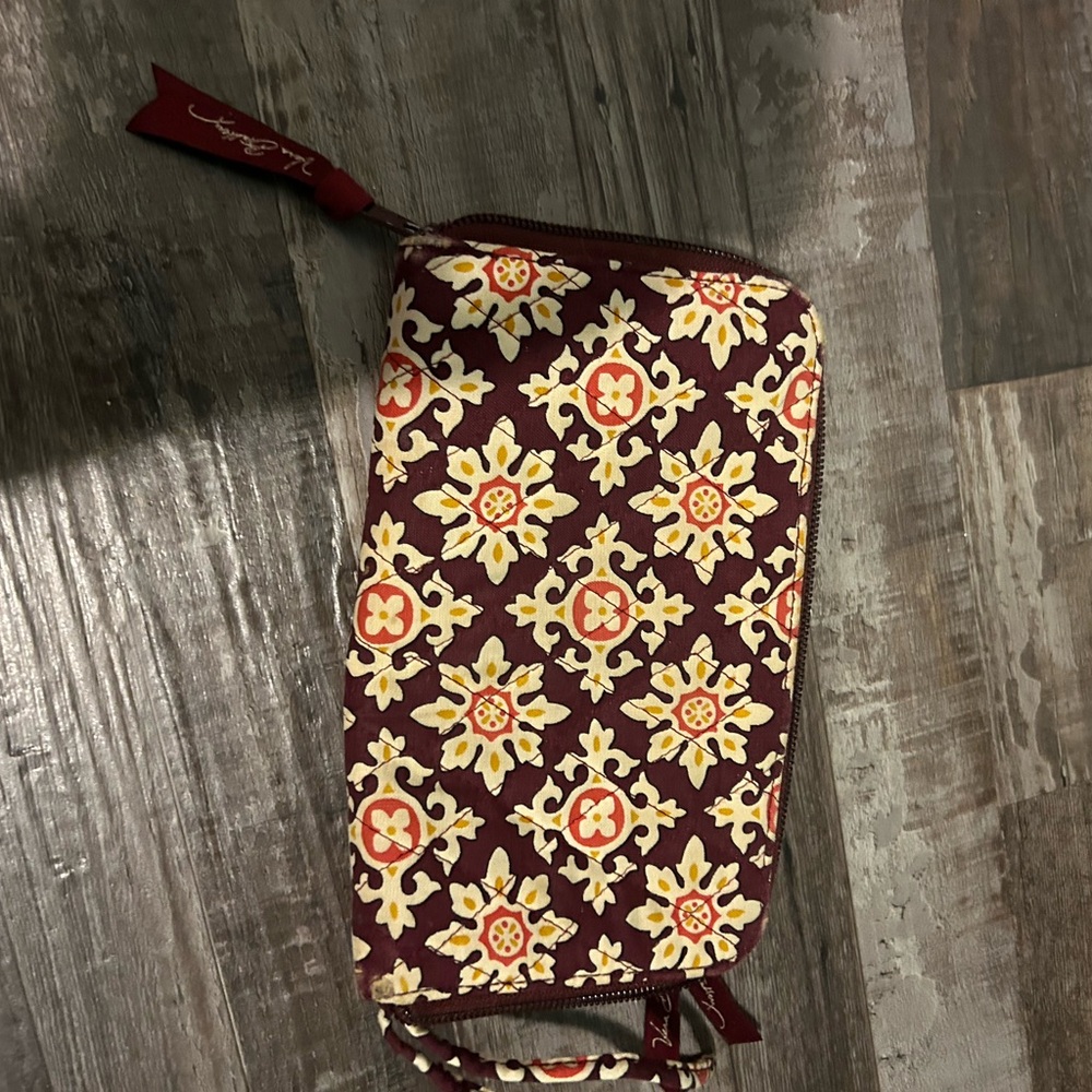 Vera Bradley Burgundy and Yellow Floral Wallet